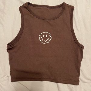 Shein size small brown high neck smiley tank